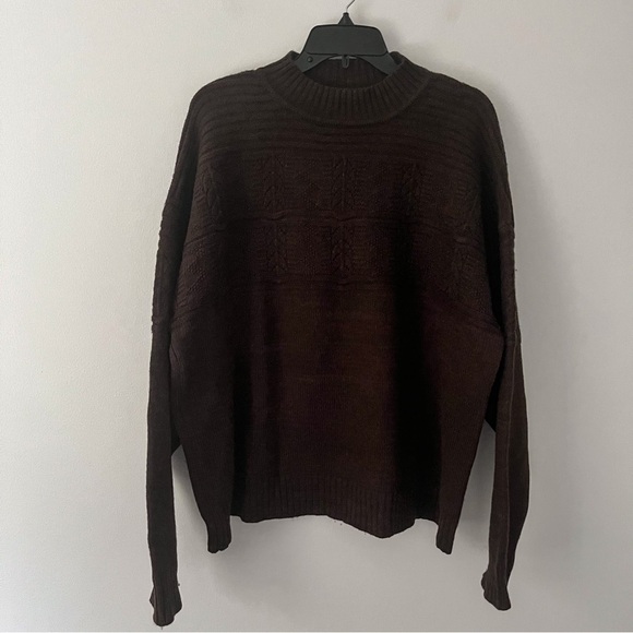 Vintage Paul Smith Wool Ribbed Knit Textured Brown Crew Neck Grandpa Sweater XXL - Picture 1 of 8